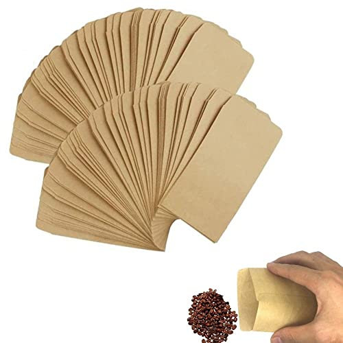 Papiertüten Klein Kraftpapiertüten , Flat Bags Kraft Paper Bags Befüllen Flachbeutel ,Geschenktüten Kraft ,Umschlag, Süßigkeiten ,Samen Storage, Coin Jewellery Packaging 6 x 10 cm (100pcs)