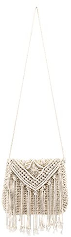 Faletony Damen Stroh Umhängetasche Sommer Strandtasche Clutch Strohtasche Schultertasche Tasche Handgewebte Basttasche mit Quaster Korbtasche Boho-Stil für Arbeit Reise Party