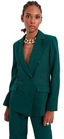 TRENDYOL Button Giacca dettagliata Blazer Jacket Outdoor Blue Button Detailed Blazer Jacket, Verde, 48