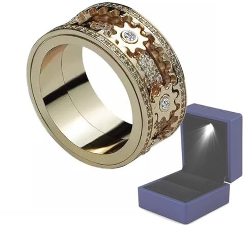 AMZCOM Spinner Ringe für Damen Herren, Zappelband Fingerring Anti stress Ring Drehbar Anti-angst Ring Fidget Toy für Meditation Stressabbau mit Geschenkebox