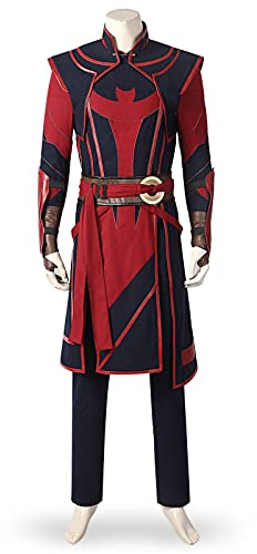 2022 Aldult Dr Superhero Strange Costume Deluxe Superhero Cosplay Red Suit For Halloween Party Cosplay Outfits, L-180CM/5.7ft