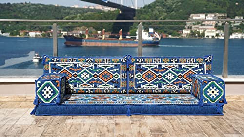 Königsblaues Ecksofa-Sitzset, arabisches Sofa-Set, orientalische Bodenbestuhlung, Wohnzimmersofa, Sofabezüge, Sofabezüge, orientalisches Schlafsofa (8'' Dicke Sofa (20cm))
