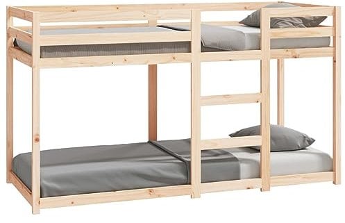 vidaXL Etagenbett, Stockbett für begrenzte Platzverhältnisse, Hochbett mit Leitplanken, Bett Bettgestell Bettrahmen, 75x190cm Massivholz Kiefer