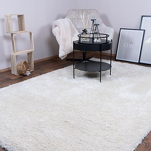 Consilio Concept 200 x 290 Teppich Wohnzimmer Creme Hochflor Shaggy langflorig Handmade handgefertigt Wohnzimmerteppich modern Zertifiziert Made in Germany Design Manufaktur Markenteppich Oeko TEX