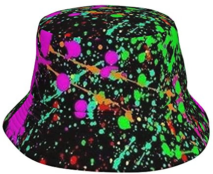 QQIAEJIA Bucket Hats Fashion Sun Cap Packable Outdoor Fischerhut für Damen und Herren, Neon-Farbspritzer, One size