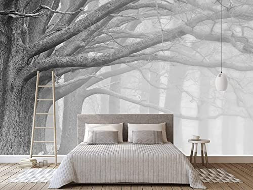 Papier Peint Panoramique Arbre D'Art Noir Et Blanc Papier Peint Intissé 3D Tapisserie Poster Decoration Murale Chambre Salon