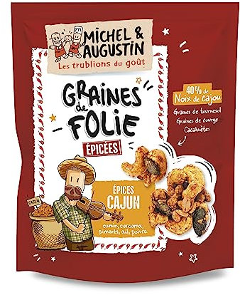 Michel et Augustin - Graines apéritives noix de cajou cacahuètes epices cajun 95g - Lot de 12 sachets