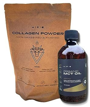 APE Nutrition Bulletproof Bundle - 100% Grass-Fed Collagen Powder & Organic C8 & C10 MCT Oil (Pack), Focus & Energy, Enhance Skin Hair & Nails, Ancestral Supplement UK, No Fillers or GMOs