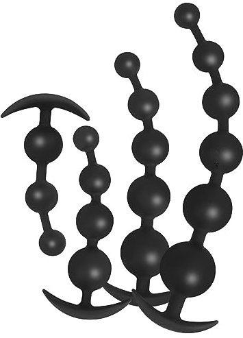 ATTAWA Silikon Analkugeln Anal Kette mit 3/4/5/6 Kugeln Weiche Analplugs Analperlen Anal Dildo mit Anal Kugeln Anal Beads Anal Sexspielzeug Masturbator Dilatator für Männer Frauen,Schwarz,XL