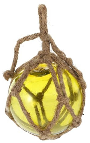 COHEALI Glass Hanging Balls - 90mm Decorative Glass Floats with Rope Nautical Buoys Ornaments Fish Net Beach Kayak Decor
