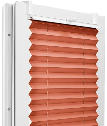 Fenster DEKOR - Plissee Klemmfix ohne Bohren Breite 120 cm x Höhe 110 cm - Fenster Plissees innen Orangenrot - Faltrollo blickdicht - Faltrollos einfach zu montieren - Blissett Rollo