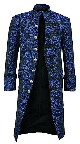 Halloween Herren Jacke Renaissance Unterteile Versorgen Kölner Frack Jacke Unterteile Slim Fit Party Oberbekleidung Bequem Frack Mantel Uniform Weihnachten Oberteile Oversized Oberteile(4-Blue,M)