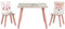 ZONEKIZ Set 3 Pezzi con Tavolo e 2 Sedie per Bambini da 3-8 Anni in MDF e Legno di Pino, Tavolino per Bambini e Seggiole con Disegni di Animali, Rosa