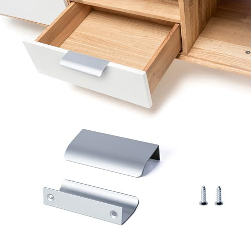 SPDYCESS 10 Stück Schrankgriffe Versteckt Möbelgriff aus Aluminiumlegierung Cabinet Pull Griffe Garderobe Küche Schubladenknöpfe mit Schrauben, Silber (64mm)