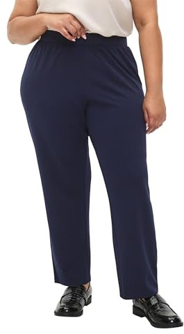 Zizzi Flash by Damen Große Größen Hose Einfarbig Straight Fit Gr Gr L Black Iris