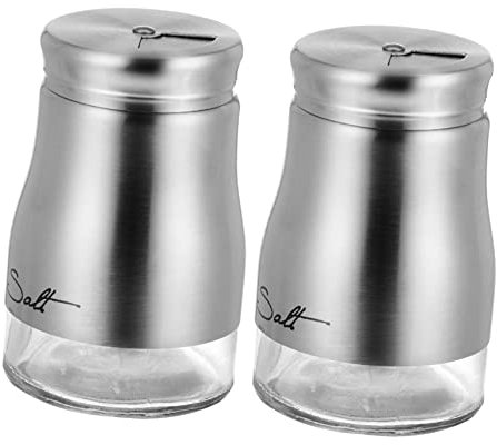 Milisten Glass Shaker 2pcs Glass Cruet Bottle Dispenser Container Stainless Steel Stainless Steel Container
