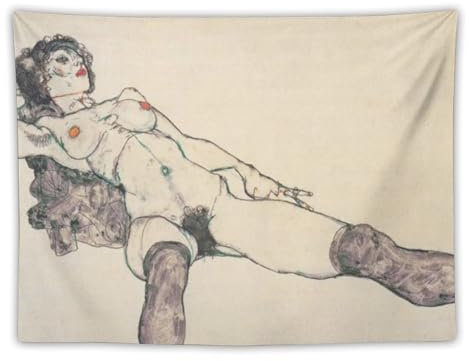 Jugendstil-Maler, Egon Schiele, Liegender Weiblicher Akt mit Gespreizten Beinen, Poster, cooler Wandteppich, Kunstdrucke, Wandgemälde, Kunstwerke, Wandteppich, hängendes Bild, Geschenk, Schlafzimmer,