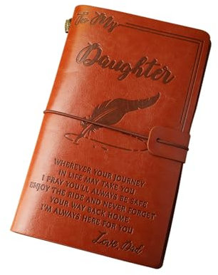Qaziuy Tochter Geschenke von Papa,Handgefertigtes Leder Notizbuch für Tochter Personalisiertes Skizzenbuch für Tochter, Weihnachten, 18. Geburtstag, Abschlussgeschenke für Tochter