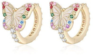 EVER FAITH Schmetterling Creolen-Ohrringe für Mädchen, hypoallergene Zirkonia niedlichen Tier Huggie Mädchen kleine Ohrringe