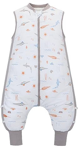 LAT Baby Schlafsack mit Füßen 2.5 Tog Baby Schlafsäcke ohne Ärmeln Babyschlafsack mit Beinen für Säugling Kinder, Ideal für die Herbst den Winter (Grau1, 12-24 Monate)