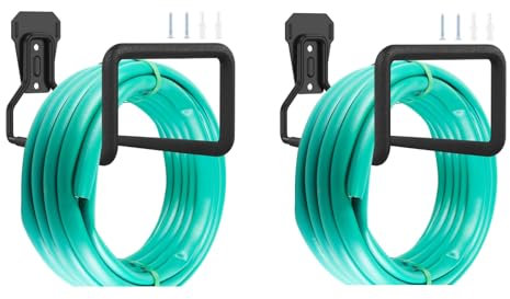 2PCS Metal Garden Hose Holder Wall Mounted Heavy Duty Hose Pipe Hanger Sturdy Garage Hose Hook Solid Hosepipe Holder Hose Storage Bracket Hose Stand with Fittings for Water Hose Extension Cords19x12cm