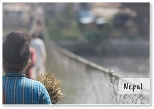 People Crossing Hängebrücke im Nepal Design 1 Kühlschrankmagnet
