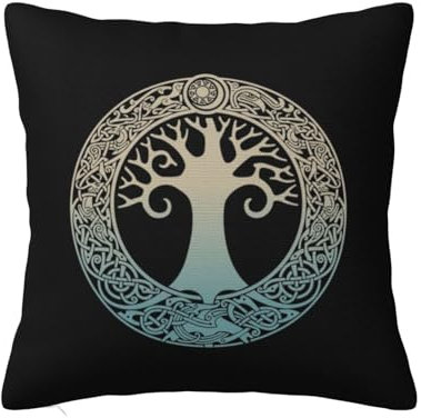 Kissenhülle Baum des Lebens, Wikinger, Nordische Mythologie Kissenbezug Outdoor Throw Kissenbezüge Bedruckt Kissen-Bezug Für Schlafzimmer, Frühling, Garten, 45X45Cm