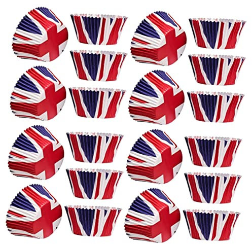 BEBEMOKO Cupcake Queen Cup 200 Stück Union Jack Backförmchen Papiereinlagen für London Backen