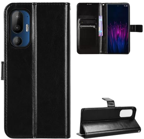 HTC U24 Pro Hülle [Brieftasche] [Klammerfunktion] [Kartenfächer] [Magnetic Flip Cover] Kompatibel mit HTC U24 Pro Smartphone(Schwarz)
