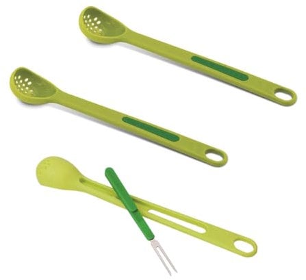 JLEivvi 3 PCS Pickle Forks Multifunctional Olive Spoon Pickle Grabber Pickle Picker Pickle Strainer Spoon Plastic Pickle Pick Jar Spoon and Fork Set for Kitchen