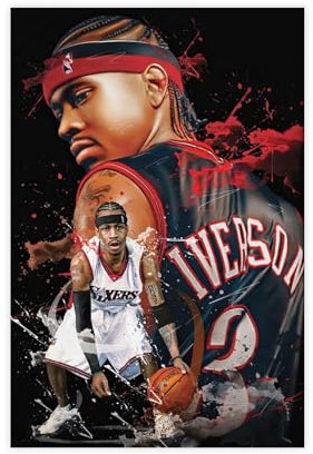 acalur Allen Iverson Leinwand-Poster, Schlafzimmerdekoration, Landschaft, Büro, Raumdekoration, Geschenk, 30 x 45 cm