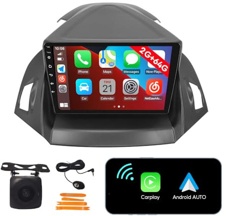 [2G 64G] Android Car Stereo FM Radio Carplay Android Auto 9 Touchscreen Headunit Media Player with Backup Kamera Für Ford Kuga Escape C-max 2013 2014 2015 2016 2017