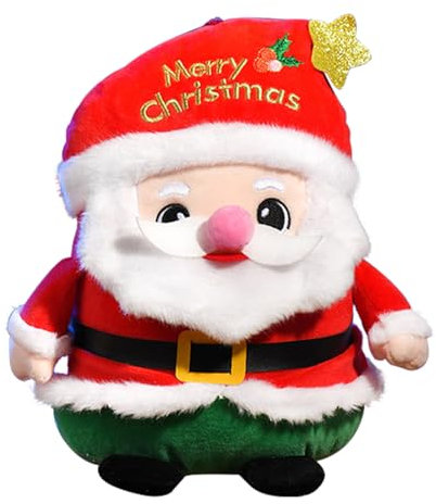 POPOYU Weihnachten Kuscheltier Weihnachtsmann, 9in/23cm Weihnachtsmann Weiches Fell Plüsch, Plüschtier Christmas Plüschpuppe Dekoration Stofftier Plüsch Figuren Spielzeug für Kinder Mädchen Jungen