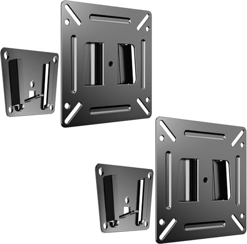 TETVIK Monitor Mount for Most 14-24 Inch LED LCD OLED Flat Screen TV and Monitors, Max VESA 100x100mm and Weight Capacity Up to 30lbs for Camper Boat RV Small Monitor Wall Mount Bracket 2pcs