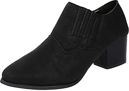 Generico Stivali Brillantinati Donna Stivaletti da Donna Scarpe da Donna Antiscivolo Tinta Unita con Tacco Slip- Punta Stivaletti Corti Dottor Donna Pelle Morbida Anfibi Dottor Donna (Black, 39)