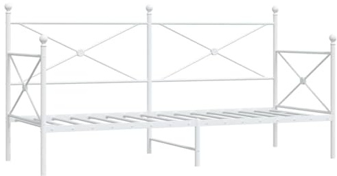 vidaXL Tagesbett ohne Matratze Weiß 75x190 cm Stahl, Schlafbett, Schlafsofa, Couchbett, Gästebett, Tagesbettsofa, bequemes Schlafsofa
