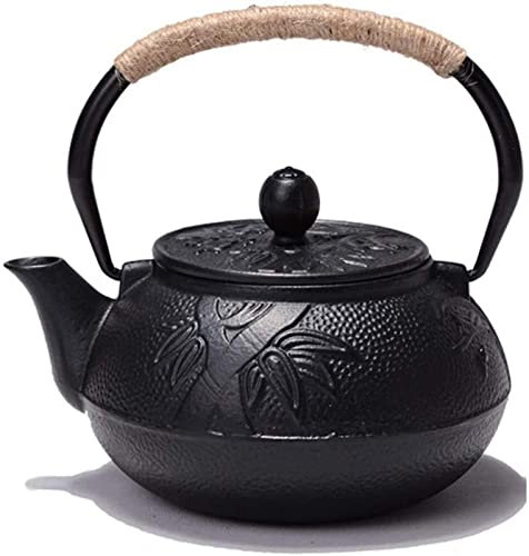 Teiera Bollitore Giapponese Tetsubin Bollitore per Il tè Teiera in Ghisa Modello Foglia Cinese - 0,6L Ottimo per tè Giapponese o tè Cinese