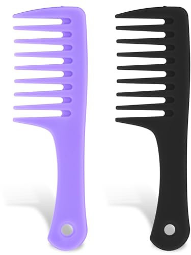 2 Stück Locken Kamm, Grobzinkiger Kamm Kamm Für Locken Kunststoff-Lockenkamm Friseur Kammtragbarer Entwirrungsbürste Für Lockiges Langes Und Nasses Haar Trockenes Glattes Dickes Haar (Rosa, Blau)