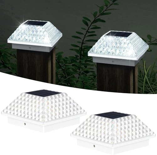 Taylor & Brown 8 Pack Solar Post Lights Solar Lights Outdoor Garden Post Lamp, Plastic Fence Deck Lights Waterproof Landscape Fence Post Cap Lamp for 3.5x3.5 4x4 Posts Patio Garden Decoration