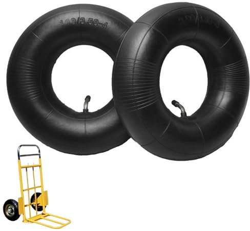 Camera d Aria per Carrello, 2 Pezzi 4.10/3.50-4 Camera D'aria per Carriola, Tubo di Ricambio per Carrello a Mano, Camere D'aria di Ricambio, Camera d'Aria Multiuso, Per Carrelli a Mano