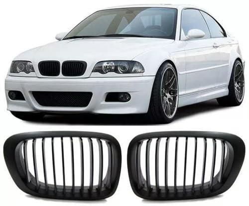 YCYHMHH Parrilla delantera para BMW E46 2DR – 03 & M3, color negro mate