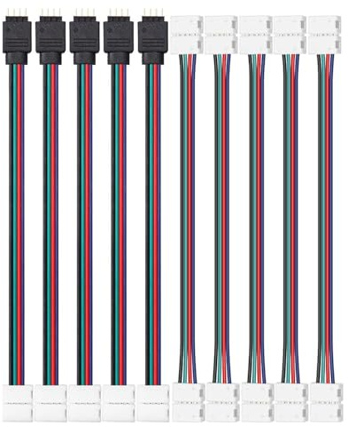 Amefil 8 mm 4 Pin Kit, 5 x LED Bar-zu-Bar Stecker, 5 x RGB Controller LED Anschluss zur Steuerung der Lampe 5050