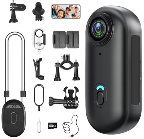 LXMIMI Telecamera Action, Telecamera Sportiva Wifi 170°, Mini Telecamera Sportiva HD 1080P, Telecamera per Pollici, Telecamera per Bici, Telecamera per Casco da Moto con Molteplici Accessori
