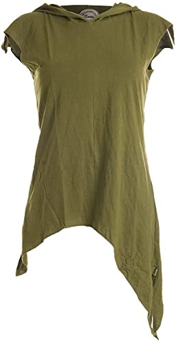 Vishes - Alternative Bekleidung - Zipfelshirt mit Zipfelkapuze aus Baumwolle olivgrün 38-40