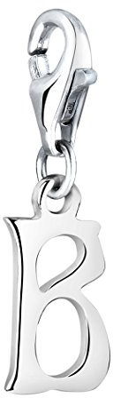 Nenalina Buchstabe B Karabiner Charm Anhänger für Bettelarmband aus 925 Sterling Silber 713231-000
