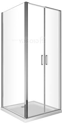 PARETE FISSA CRISTALLO PORTA BATTENTE TIPO SALOON BOX 2 LATI 70 75 80 85 90 100 110 120 VETRO 6 MM ANTICALCARE EASYCLEAN PROFILO CROMO APRE DENTRO FUORI H 190 CM (FISSO 70 X SALOON 70)