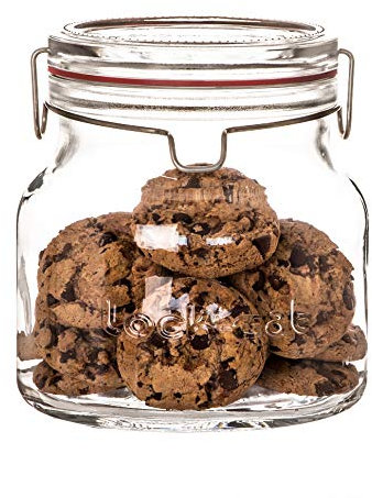 Luigi Bormioli Einmachglas 1,5 L LOCK-EAT, hochwertiges Bügelglas mit Gummidichtung, Einweckglas mit abnehmbarem Glasdeckel (Farbe: Transparent), Menge: 1 x Stück