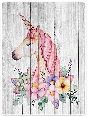 YISUMEI Decke 150x200 cm Kuscheldecken Sanft Flanell Weich Fleecedecke Bettüberwurf Einhorn Holz Blumen