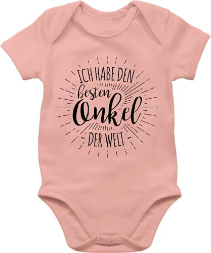 Baby Body Junge Mädchen - Sprüche - Ich habe den besten Onkel der Welt - 1/3 Monate - Babyrosa - geschenk babymode witzig spruch 4897 bodys best babybody mit sprüchen spruche beste babybodys