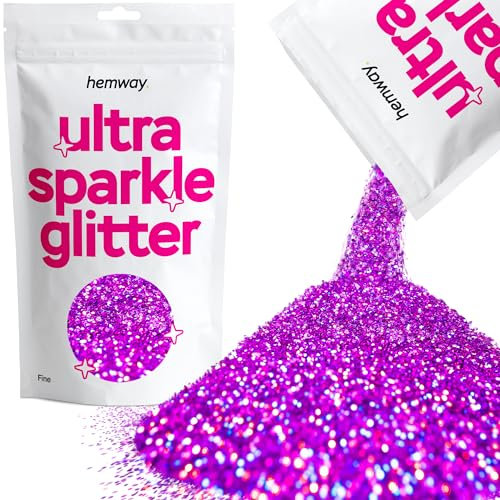 Hemway Ultra Sparkle Glitter - Purple Holographic | Fine Metallic Flakes for Resin & Epoxy Crafts | Supplies for Tumblers, Festival, Hair, Face, Body, Eye & Nail Art Decoration | 100 g